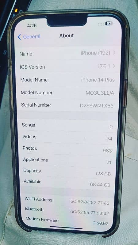 Iphone 14 Plus 128gb PTA APPROVED 10/10 5