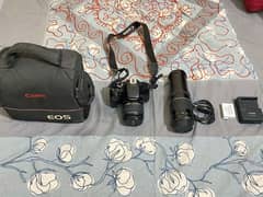 Canon 600d with 18-55mm and Canon 75-300mm lenses with all accessories