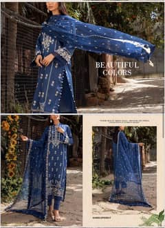 *SERINA 3PCS DYED CHIKANKARI EMBROIDERED CAMBRIC COLLECTION 2024*