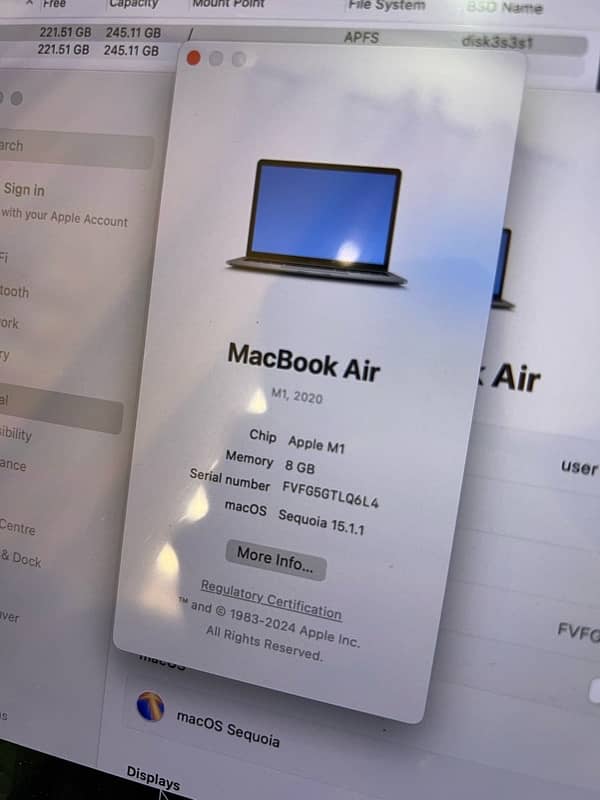 Macbook Air M1 256gb/8gb ram 4