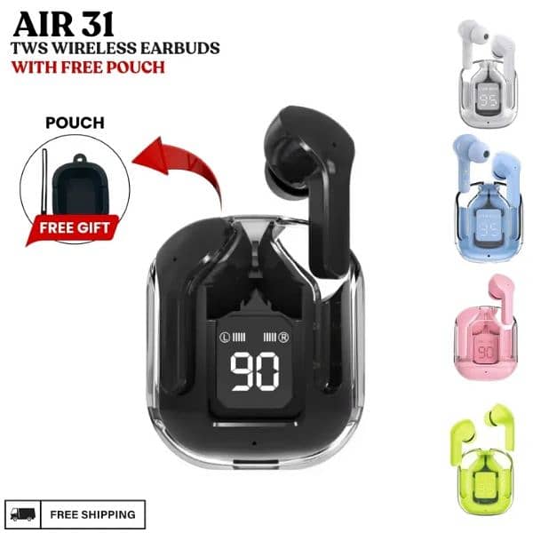 A31 Earbuds  Crystal Transparent Bluetooth/Airpods/High quality sound 4