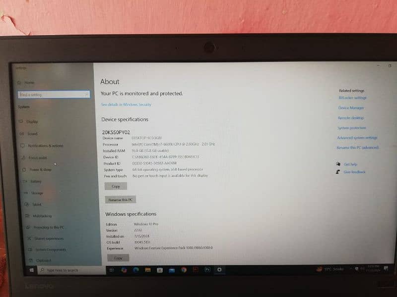 Lenovo Thinkpad Corei 7 6th Generation 16 gb ram 256 gb SSD 1