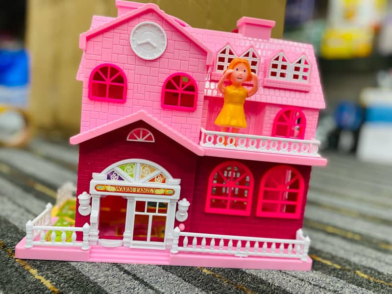 Doll House - Beauty Villa Set For Girls - Lovely Pink Doll House 3