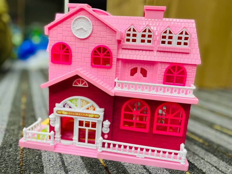 Doll House - Beauty Villa Set For Girls - Lovely Pink Doll House 4