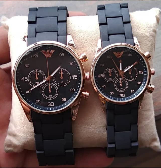 Pack of 2 Rubber Chain Couple Watches - Premium Quality - Men & Women 1