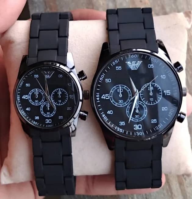 Pack of 2 Rubber Chain Couple Watches - Premium Quality - Men & Women 2