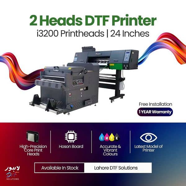 DTF printer 2 Heads i3200 24 inches 0