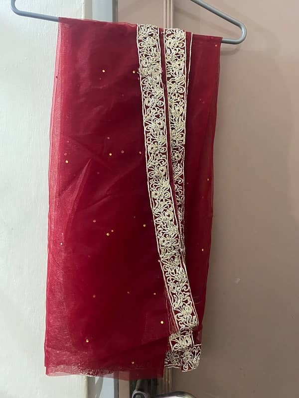 Fancy Red net frock with sharara & inner 4