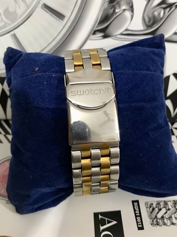 SWATCH-JUMBO-GOLD TONE-SWISS MADE WATCH-CHRONOGRAPH-RADO-OMEGA-ROLEX 3