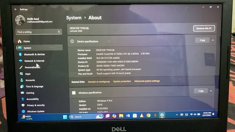 Dell Core i3 7th gen Latitude 3300 0