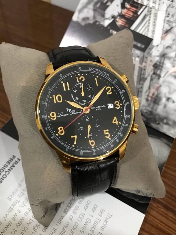 LUCIEN PICCARD-SWISS MADE-GOLD TONE-CHRONOGRAPH-NEW WATCH-RADO-OMEGA 0