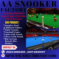 AA Snooker Factory| Football Games |Table Tennis |Pool | Carrom Board