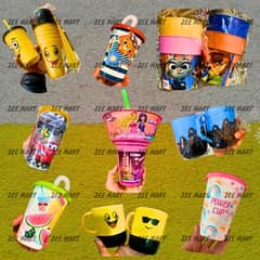 PLASTIC CARTOON PRINT JUICE WATER CUP GLASS MUG FOR KIDS