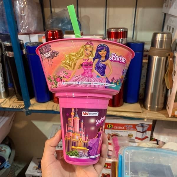 PLASTIC CARTOON PRINT JUICE WATER CUP GLASS MUG FOR KIDS 5