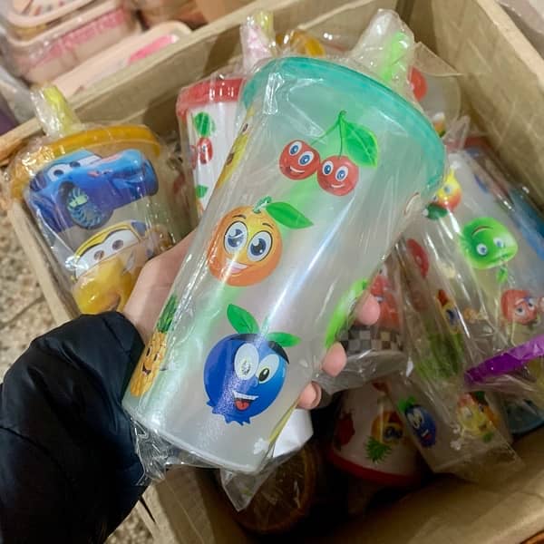 PLASTIC CARTOON PRINT JUICE WATER CUP GLASS MUG FOR KIDS 13