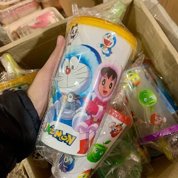 PLASTIC CARTOON PRINT JUICE WATER CUP GLASS MUG FOR KIDS 15