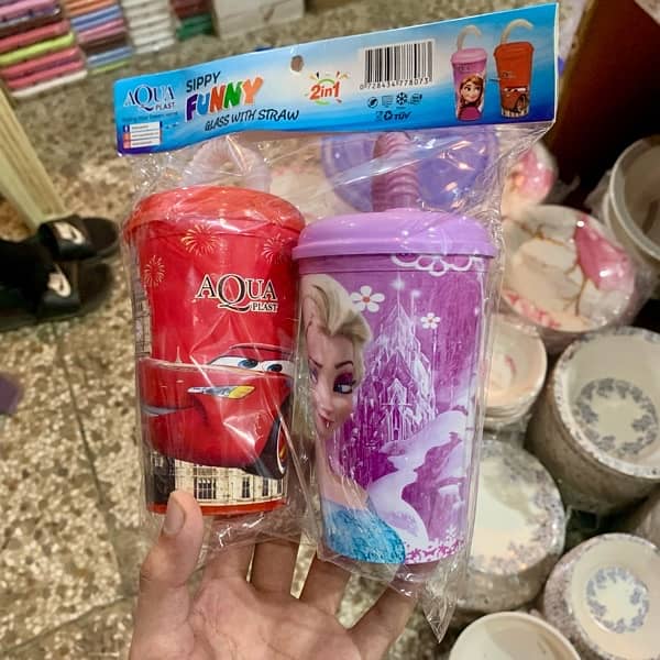 PLASTIC CARTOON PRINT JUICE WATER CUP GLASS MUG FOR KIDS 17