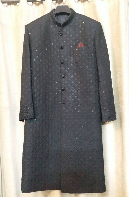 Wedding Groom/Dhulla Sherwani plus Khussa /Black Sherwani 0