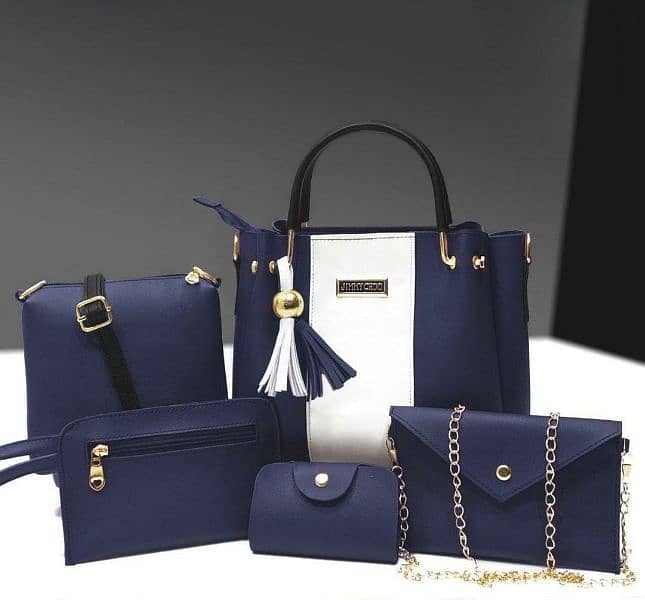 Stylish Women's PU Leather Hand Bag Set 5 Pcs 2