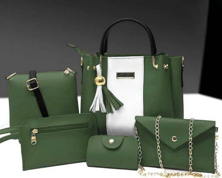 Stylish Women's PU Leather Hand Bag Set 5 Pcs 3