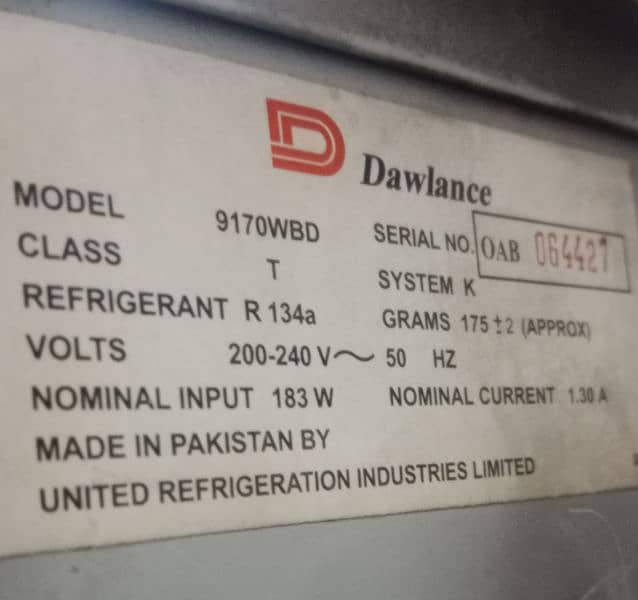 Dawlance Refrigerator 9170WB (11 cft) with original gas and compressor 6