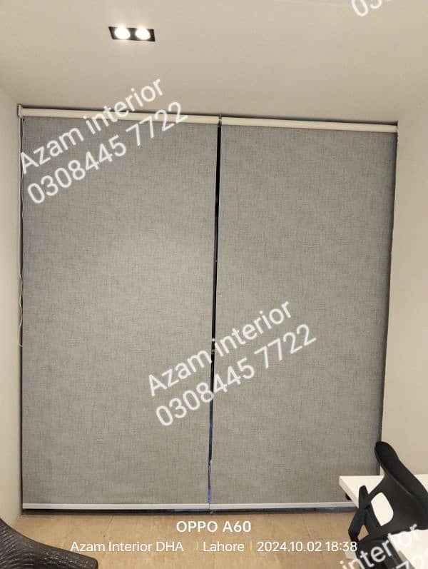 Roller zebra shutter window blinds Glass paper wooden floor Azam 0