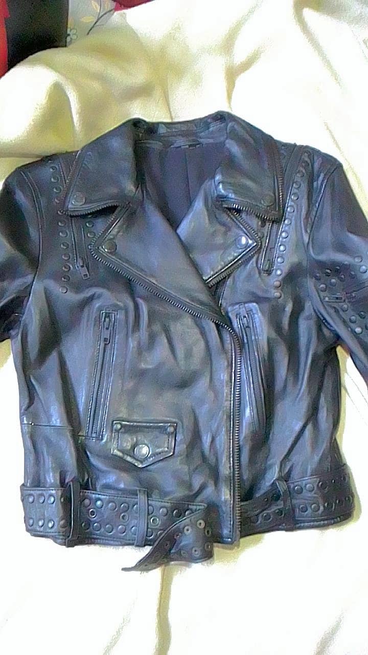 Stylish Pure black leather jacket 6