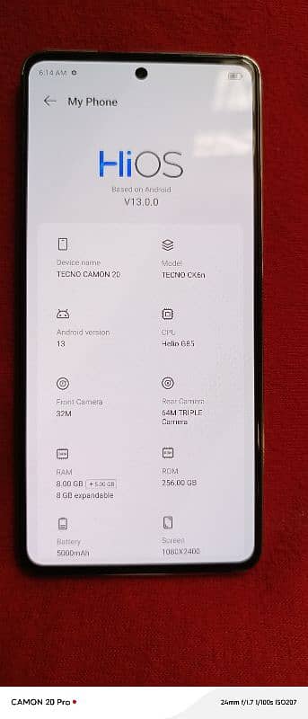 tecno camon 20 8+8 256 2