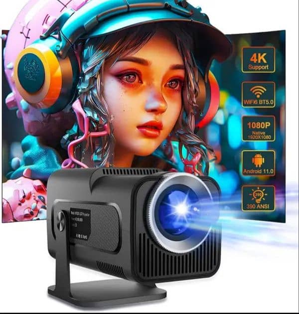 HY320 Full Hd 4k smart Projector  Android 11, multimedia box pack. 0