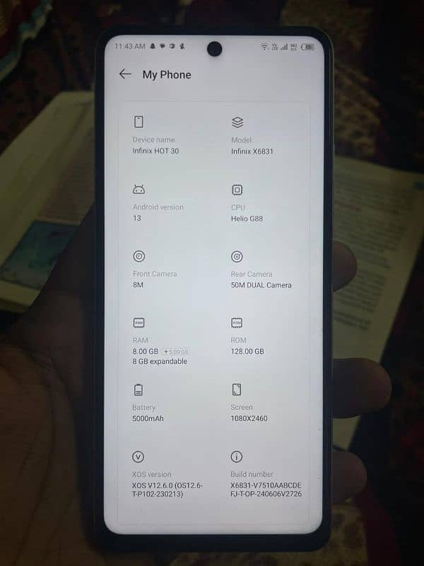 Infinix hot 30 (8+8 extend/128 gb) (also for exchange with iphone x) 6