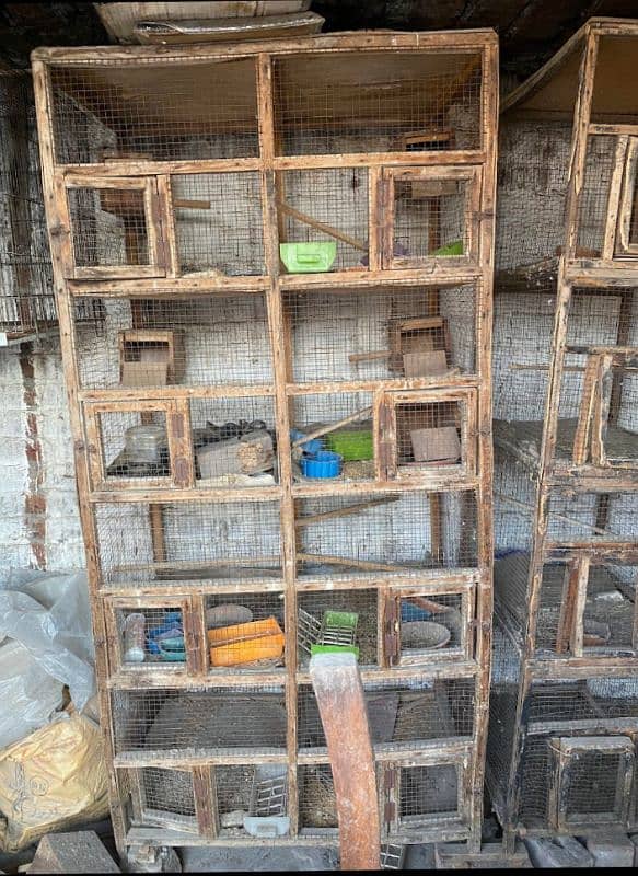 8 portion cage for birds wooden 0