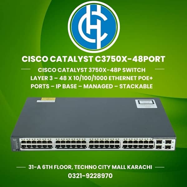 Cisco Switch 3750X-48 POE with 10G card Available in Qunatity 5