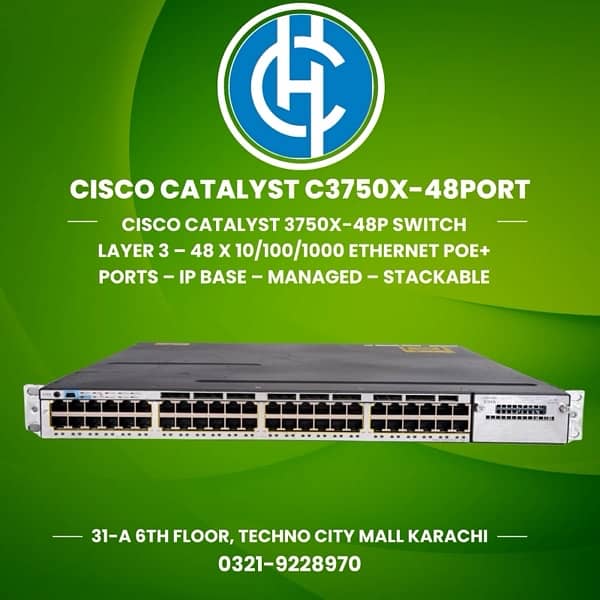 Cisco Switch 3750X-48 POE with 10G card Available in Qunatity 6