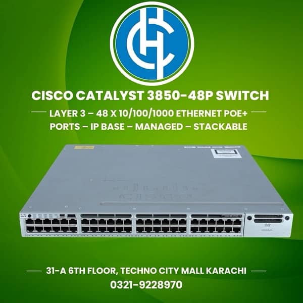 Cisco Switch 3750X-48 POE with 10G card Available in Qunatity 7