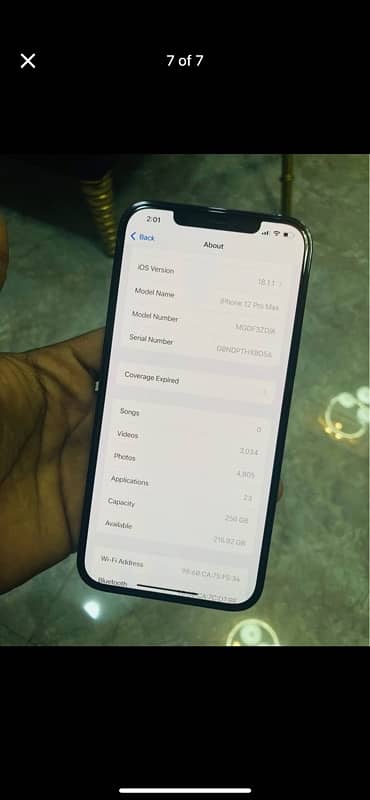 iphone 12pro max 256 gb pta approved  seild water pack 6