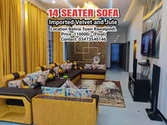 SOFA 14 SEATER Imported Velvet and Jute