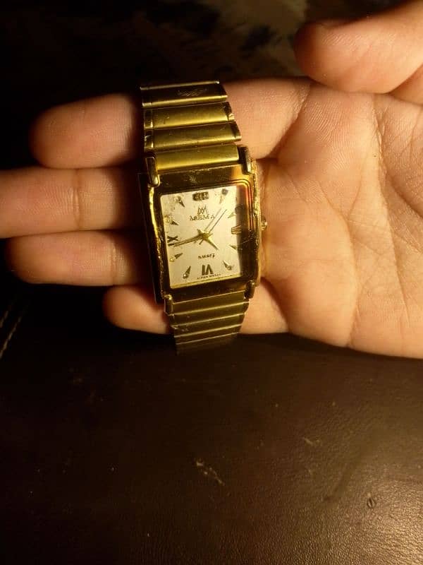 22 k gold plated watch mema quartz 3