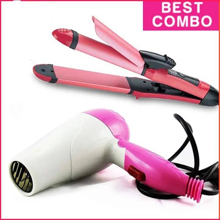 Combo Of Hair Dryer Plus 2 In 1 Hair Straightener & Curler 5