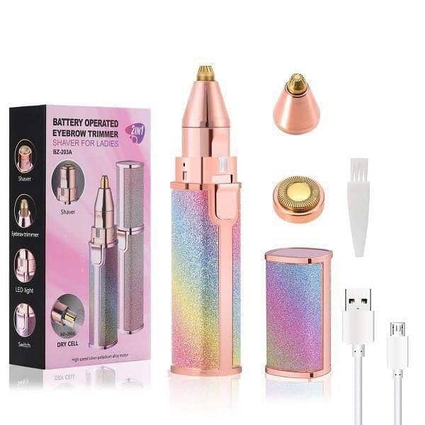 Multicolor Woman's Eyebrow Hair Trimmer 4- Pcs  Chargeable Machine 0