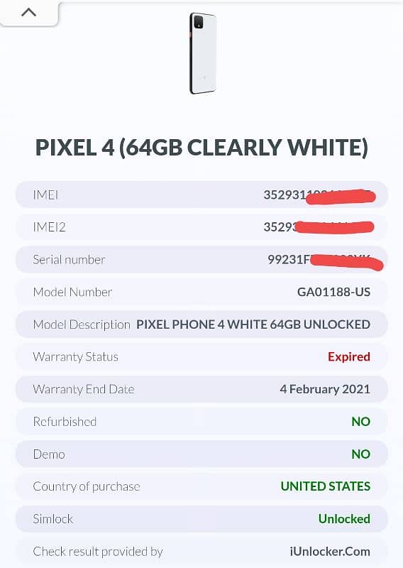 Google Pixel 4 6•64gb 0