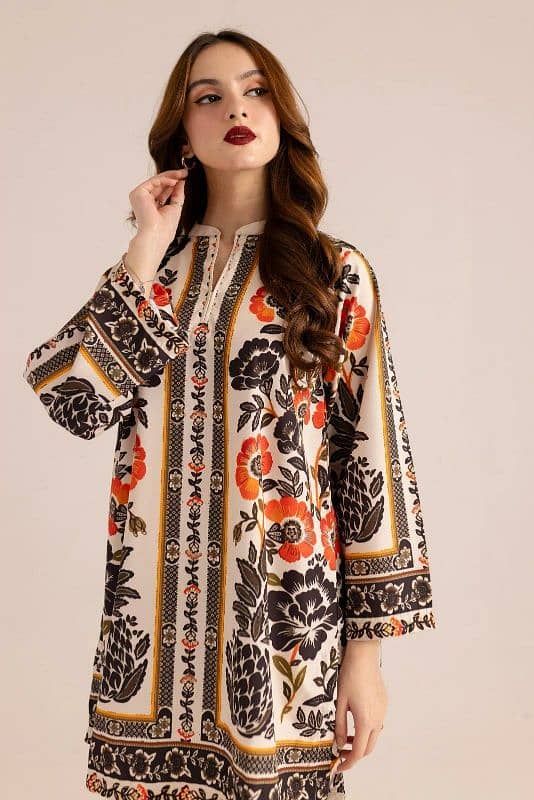 stunning printed women's stitched shirt and trouser set -2 pcs 1