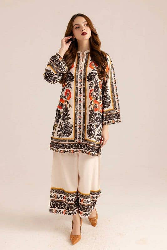 stunning printed women's stitched shirt and trouser set -2 pcs 5