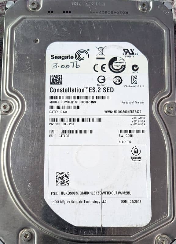 Seagate 3 Tb Hard Disc 0