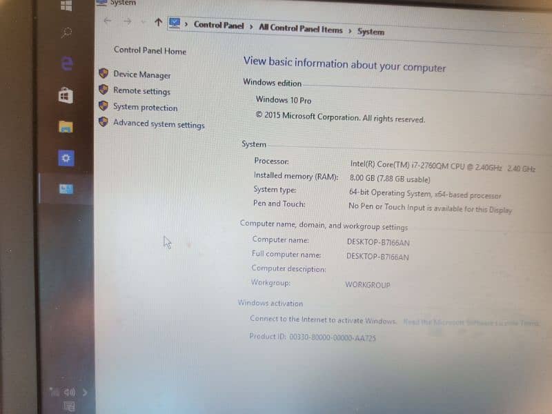 Dell laptop with chager ram 8 ssd150 5