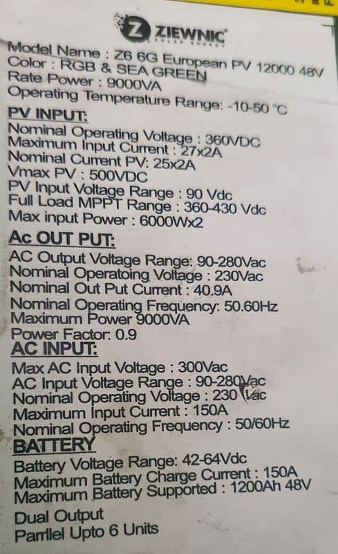 Z6 Ziewnic inverter pv12000 9kw 6 genration 2