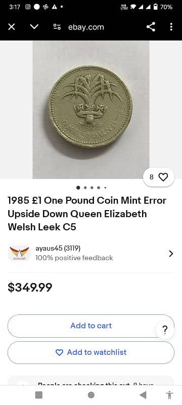 mostly extremely rare tow coin ELIZABETH. 2 ONE POUND 1983 and 1985 6