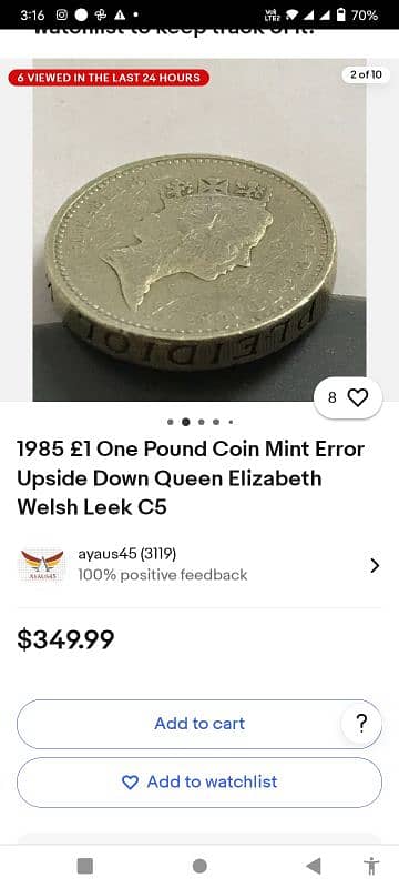 mostly extremely rare tow coin ELIZABETH. 2 ONE POUND 1983 and 1985 7