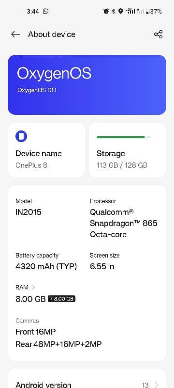 One Plus 8 ~ 16GB Ram 128 GB Rom 0