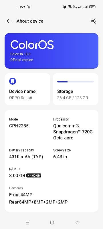 Oppo Reno 6     I  8+8/128 6