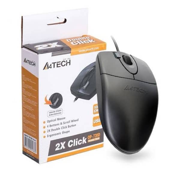 A4Tech OP-620D Wired Optical Mouse - 2x Click Button - 1200 DPI 0